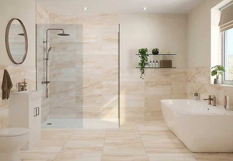 Mẫu nhà ốp tấm nhựa PVC phong cách tân cổ điển cho phòng vệ sinh