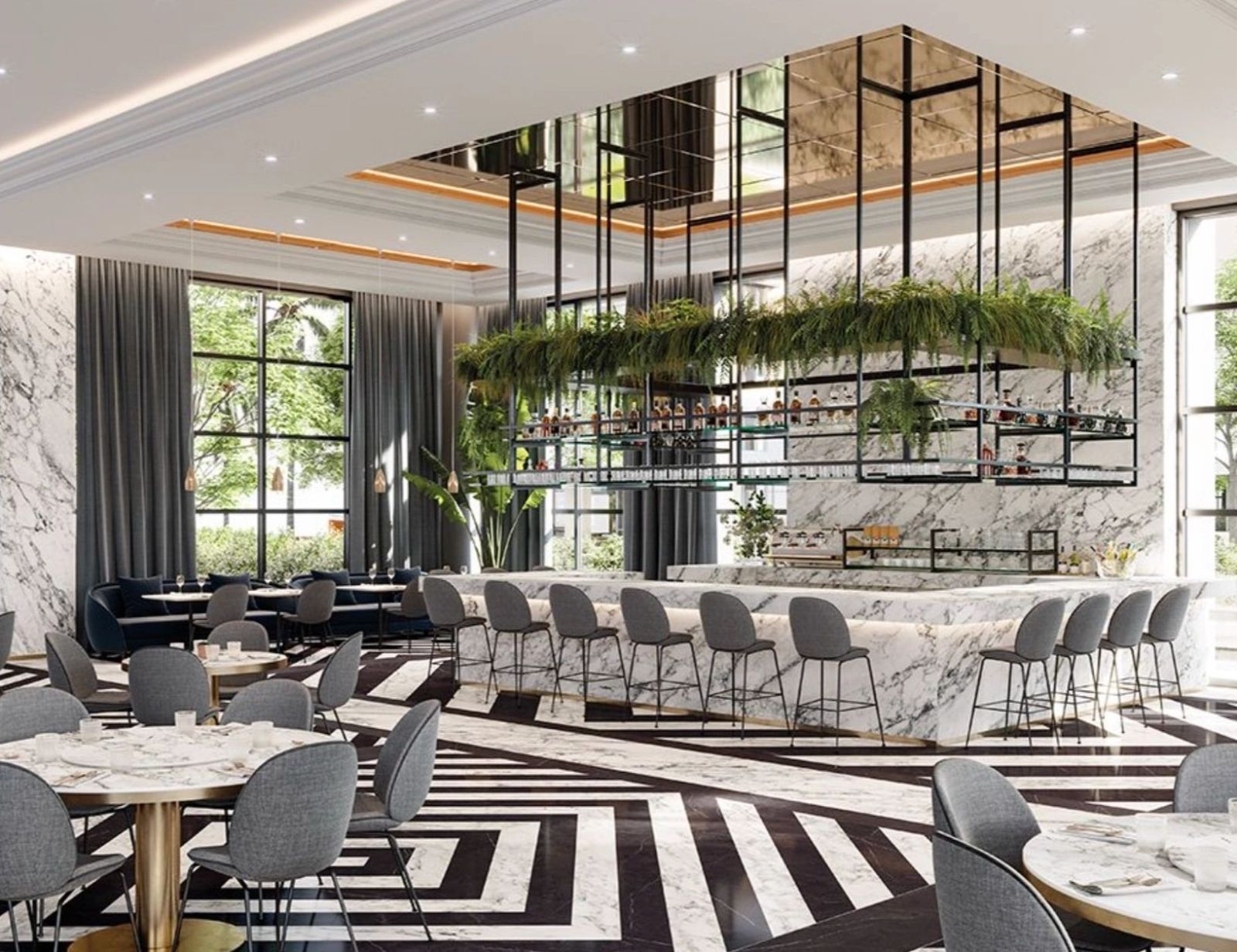 Ốp tường quán cafe trang trí vừa sang trọng vừa tạo điểm nhấn ấn tượng