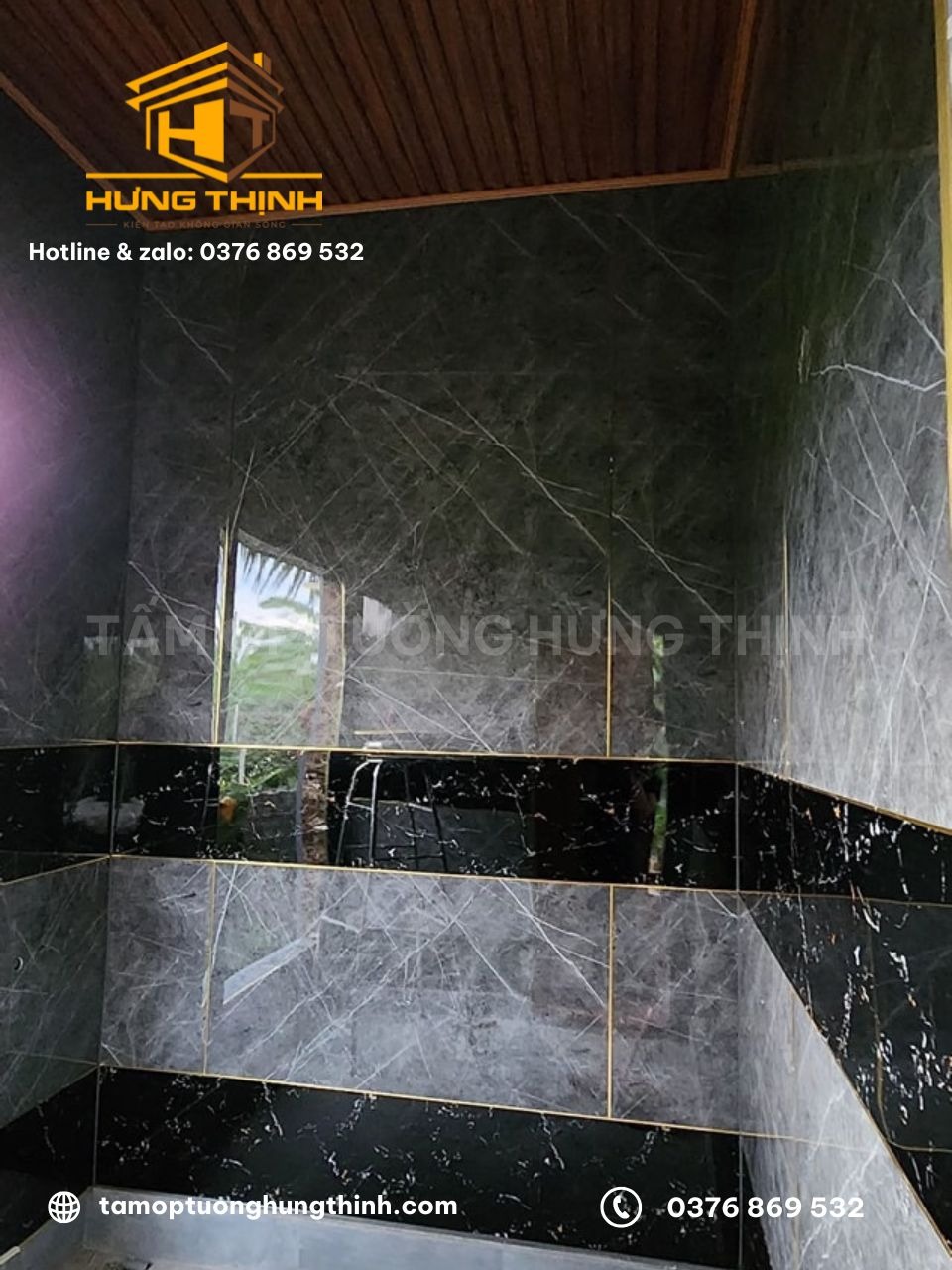 Tấm nhựa PVC Bình Dương HT-PVC-26 màu đen cho nhà tắm