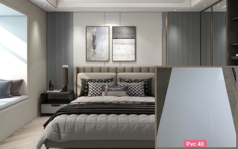 Tấm ốp tường PVC màu trắng sáng tại Quận 12 cho phòng ngủ